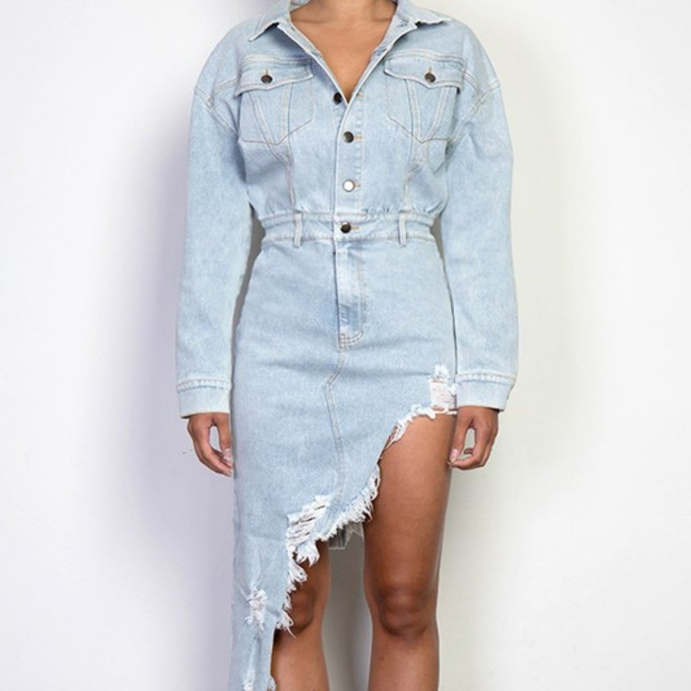 Denim Dress Asymmetrical Dress Fashion Edgy Unusual